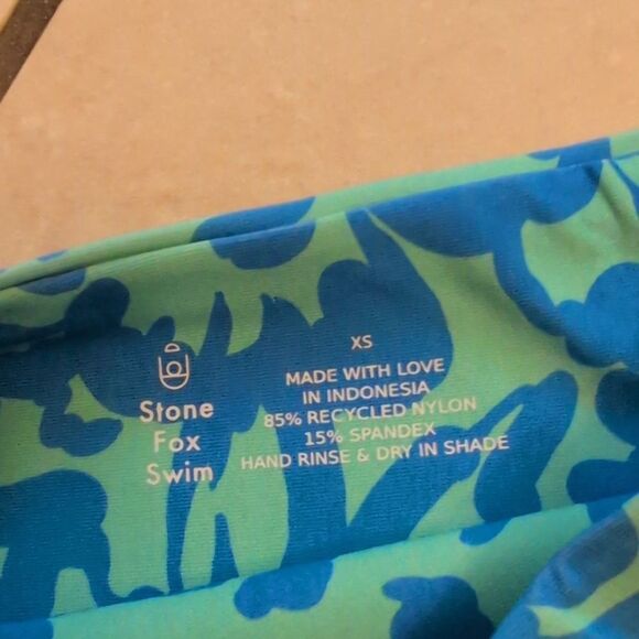 NWT Stone Fox Swim Sumatra Bikini Bottom Ocean Bloom blue high rise size XS - Picture 6 of 10